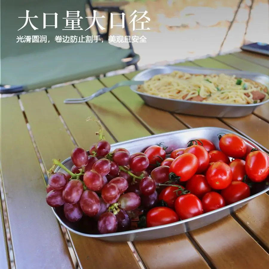 Outdoor Camping Fruit Plate European Retro Tinplate Plates Self-driving Travel Portable Tableware Barbecue