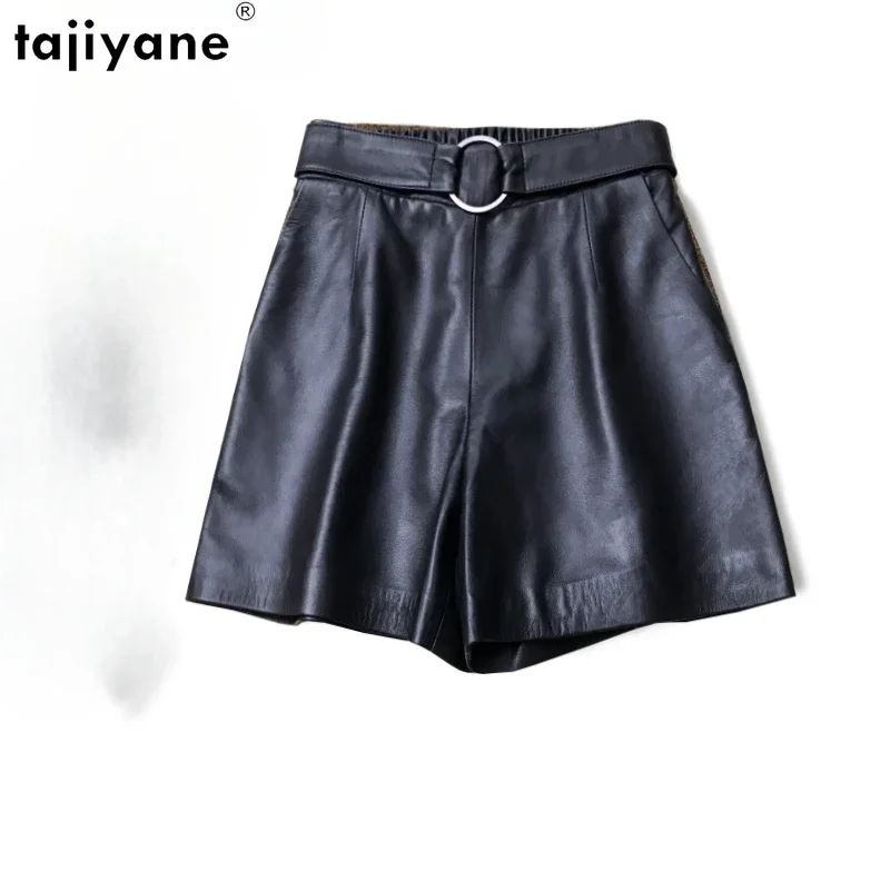 

Tajiyane Summer Clothes Women Real Sheepskin Wide Leg Trousers Woman Genuine Leather Shorts Female Clothing Ropa Mujer TN2384