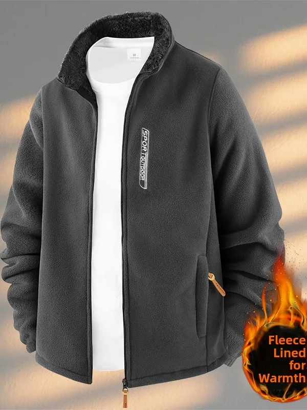 

Men's Outdoor Sports Fce Jaet Autumn Winter New Sle Casual Large Size Sweatirt Versatile Polyester Fiber Zipper Closure