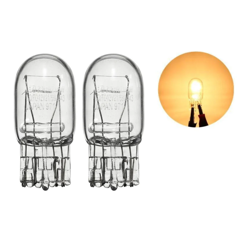 

2x T20 7440 7443 1891 Clear Glass Car Halogen Lamp 12V W21/5W brake bulbs Tail Light Stop Light Rear Turn Signal DRL Wedge Base