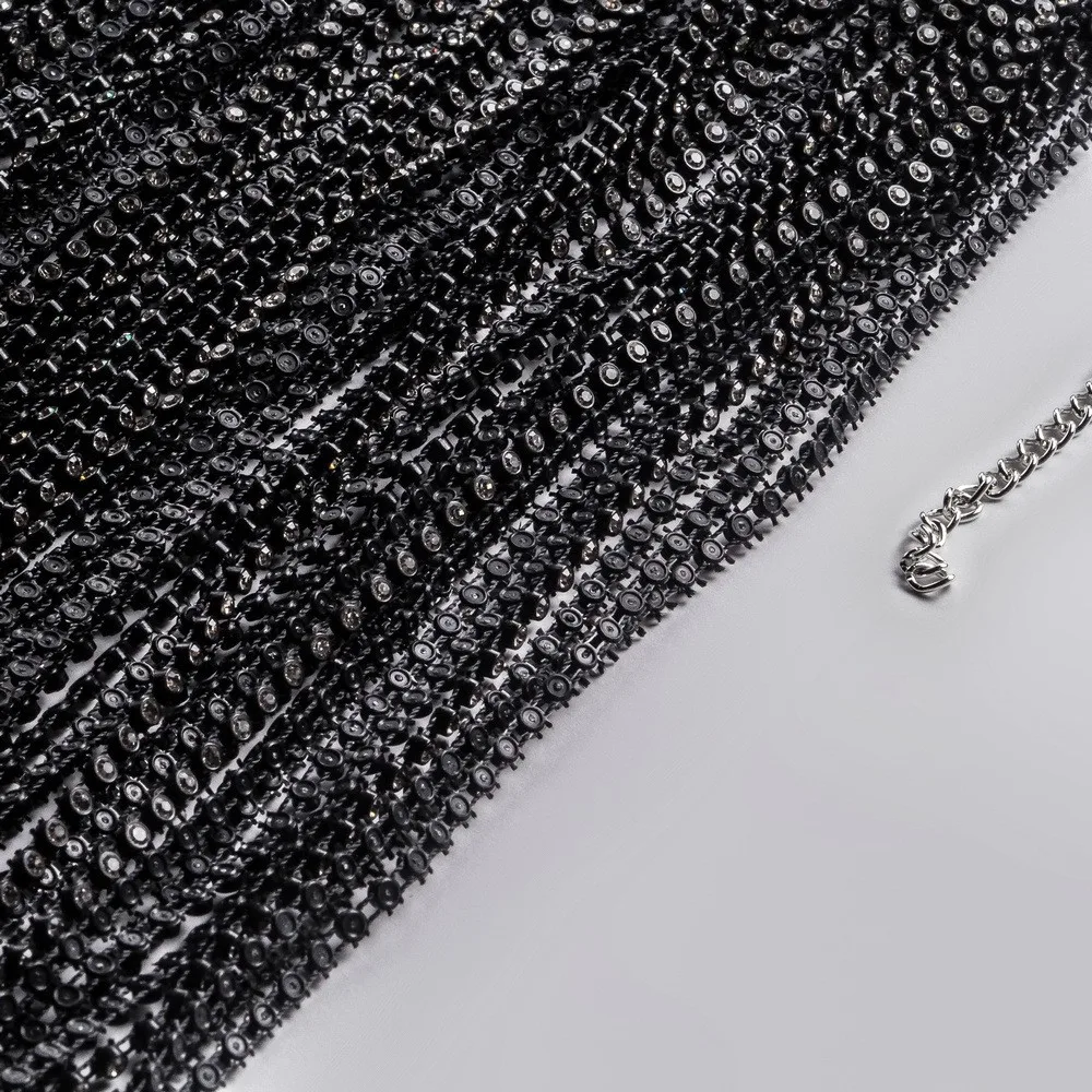 2023 Damen-Rock mit hoher Taille und Pailletten, sexy Club-Kette, Faion-Crossbody-Rock, Baumwolle, A-Linien-Rock, seitlicher Reißverschluss