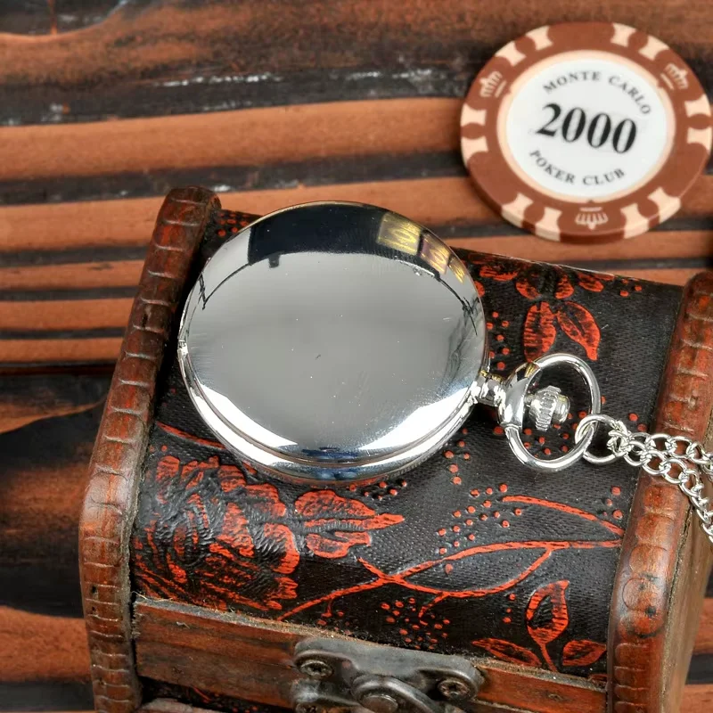 

Retro Smooth And Bright Fashion Retro Two-faced Pocket Watch Silver Pocket Watch With Necklace Pocket watch