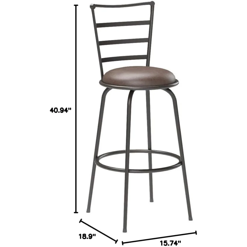 Ajustável-Altura Giratória Barstool, Martelado Bronze Finish, Conjunto de 3, Brown