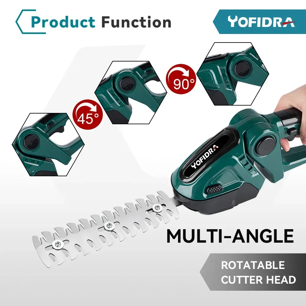 Yofidra 24 V 2-in-1 elektrischer Heckenschere, 20.000 U/min, Haushaltsrasenmäher, Gartenbuchsenschere, Grasschere, Elektrowerkzeug