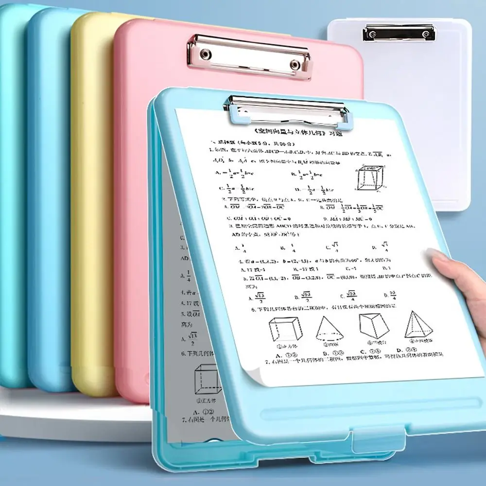 A4 File Folder Clipboard Writing Pad Memo Clip Board Test Paper Storage Box Organizer Stationary School Supplies