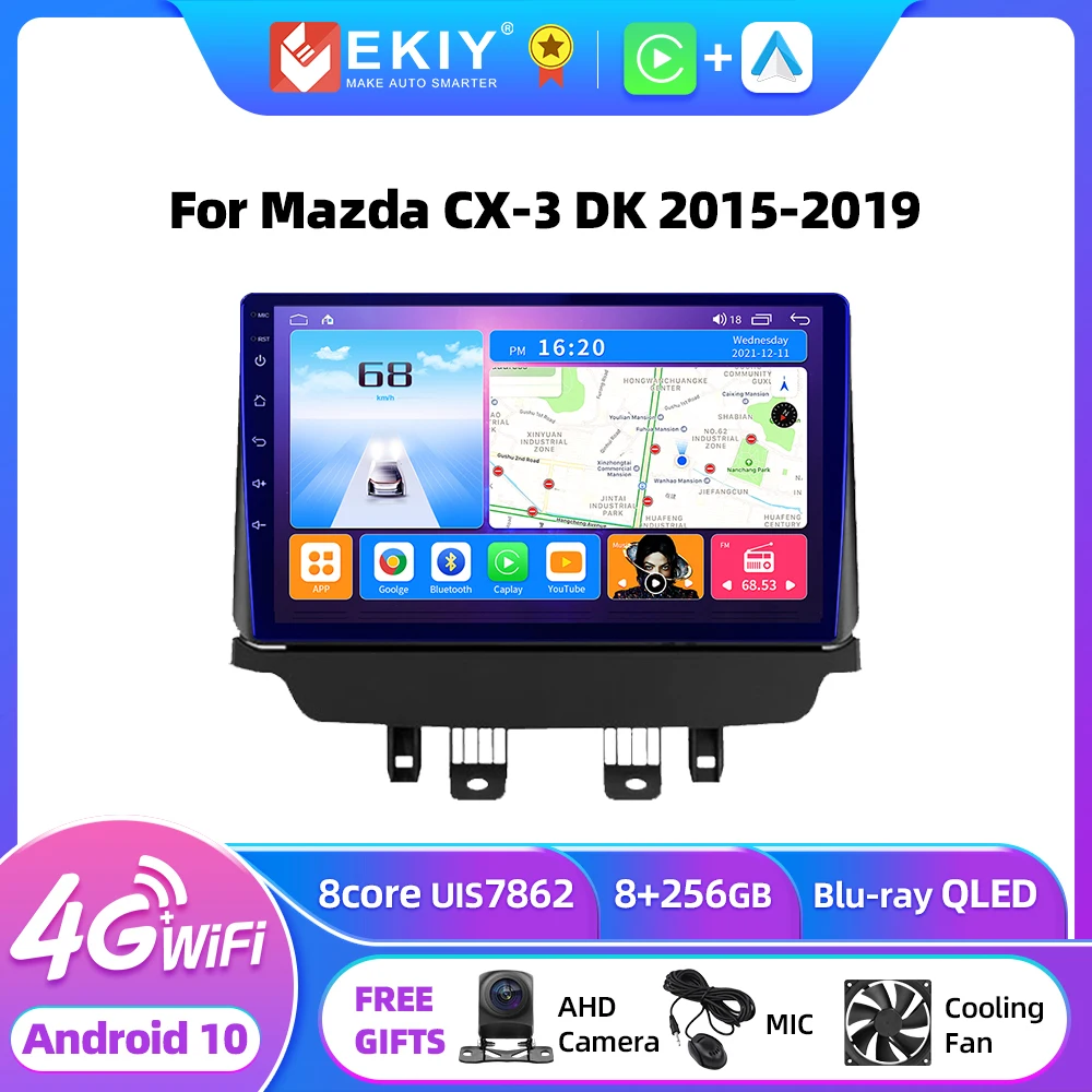 EKIY T7 Wireless CarPlay Android Auto Radio For Mazda 2 CX-3 DK 2014 - 2021 Car Multimedia Video Player Navigation GPS 2din DVD