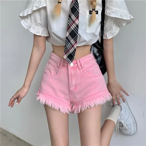 2026 High Waist Denim Shorts Women\'s Summer New Design Loose Wide Leg A-shaped Tassel Short Jeans Feminino