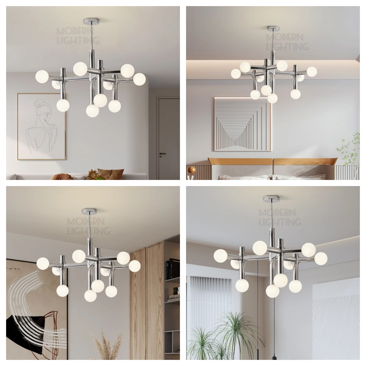 Candelabro plateado Nevaeh, luces de bola de cristal nórdicas, lámpara bauhaus de diseño para luces cromadas, accesorios de iluminación para mesa de cocina y dormitorio
