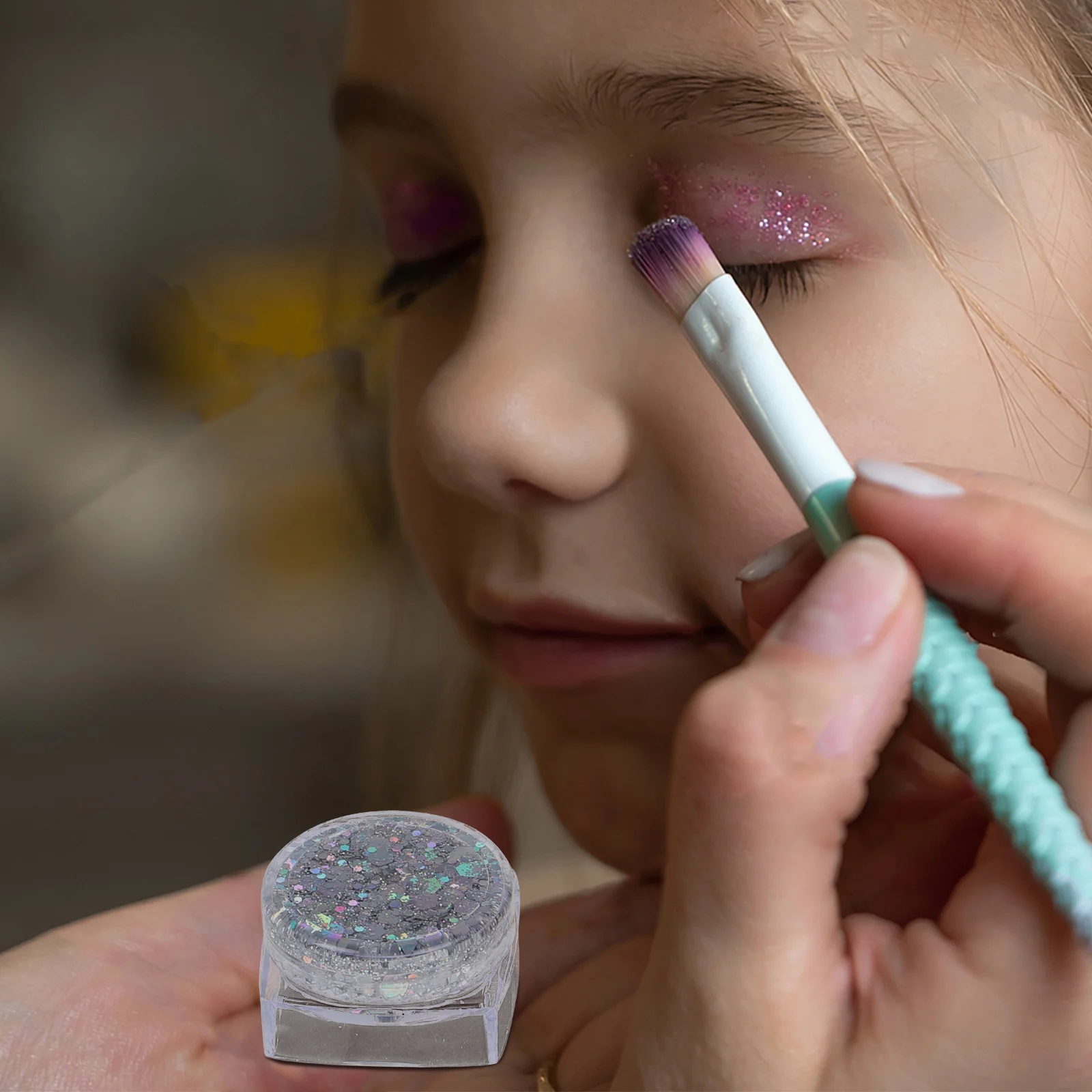 4-teiliges Gel für Kinder, feiner Glitzer-Lidschatten, Körper, Gesicht, Haarschimmer, Make-up, Festival, Rave, Party, Glitzer-Set