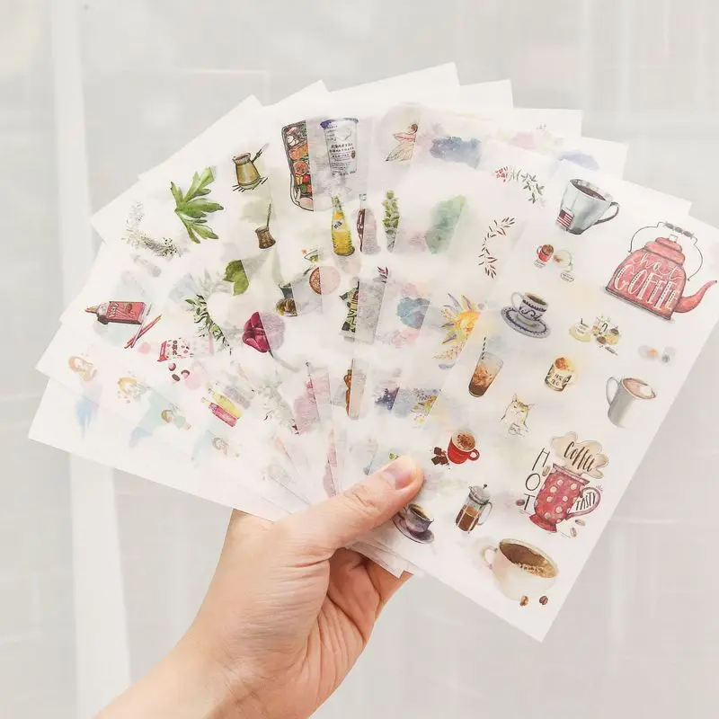 6 Sheet Cute Personality Creative Cartoon Small Fresh Transparent Stickers Student Diary Diy Scrapbook Kawaii Gift Stationery