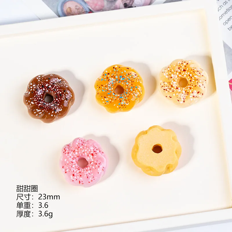 4 قطعة كعكة دونت صغيرة الحلوى نموذج دمية دونات الغذاء اللعب المنمنمات الراتنج Diy بها بنفسك محاكاة إكسسوارات دمي الديكور الحرف