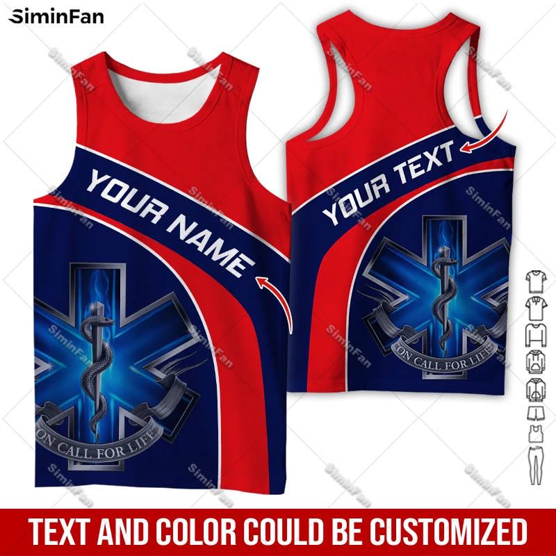 Custom Name EMS EMT Physical Therapy Mens Tank Tops 3D Full Printed Male O-Neck Tee Vest Summer Sleeveless Shirt Unisex Single-6