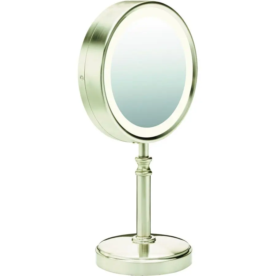 

Reflections DoubleSided LED Lighted Tabletop Mount Vanity Makeup Mirror, 1x 10x magnification, Satin Nickel
