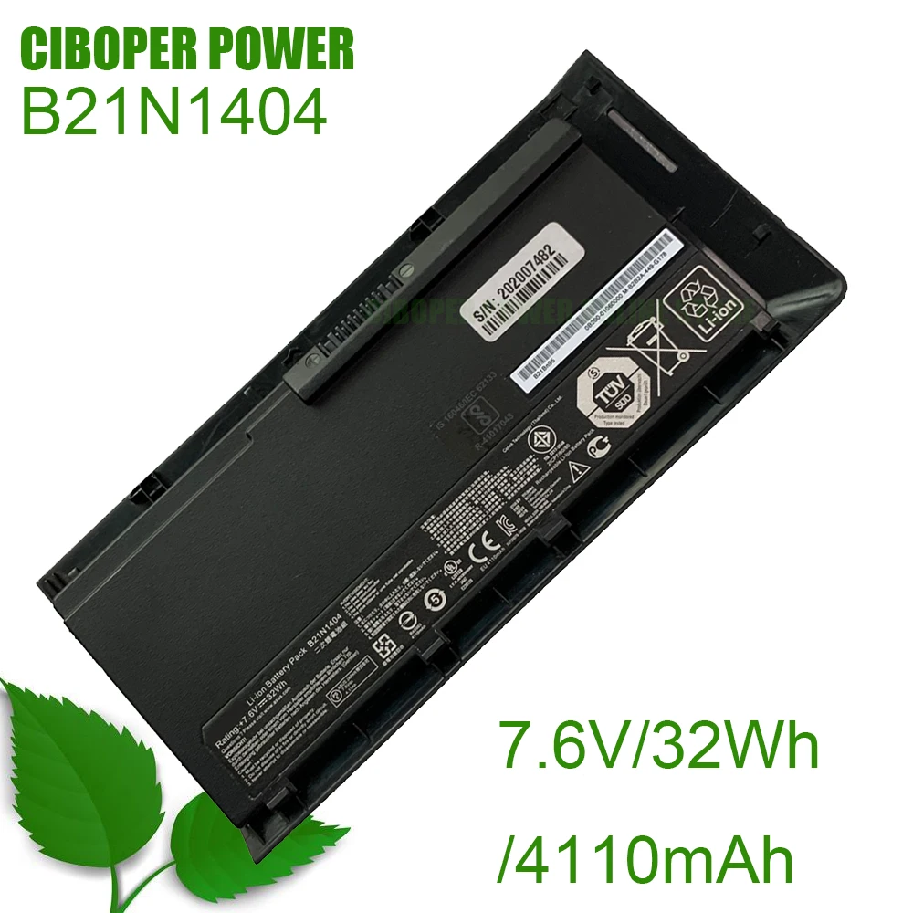 Ciboper Power Echt Laptop Batterij B21N1404 7.6V/32wh/4110Mah Voor Geavanceerde BU201LA BU201 BU201L Serie Notebook