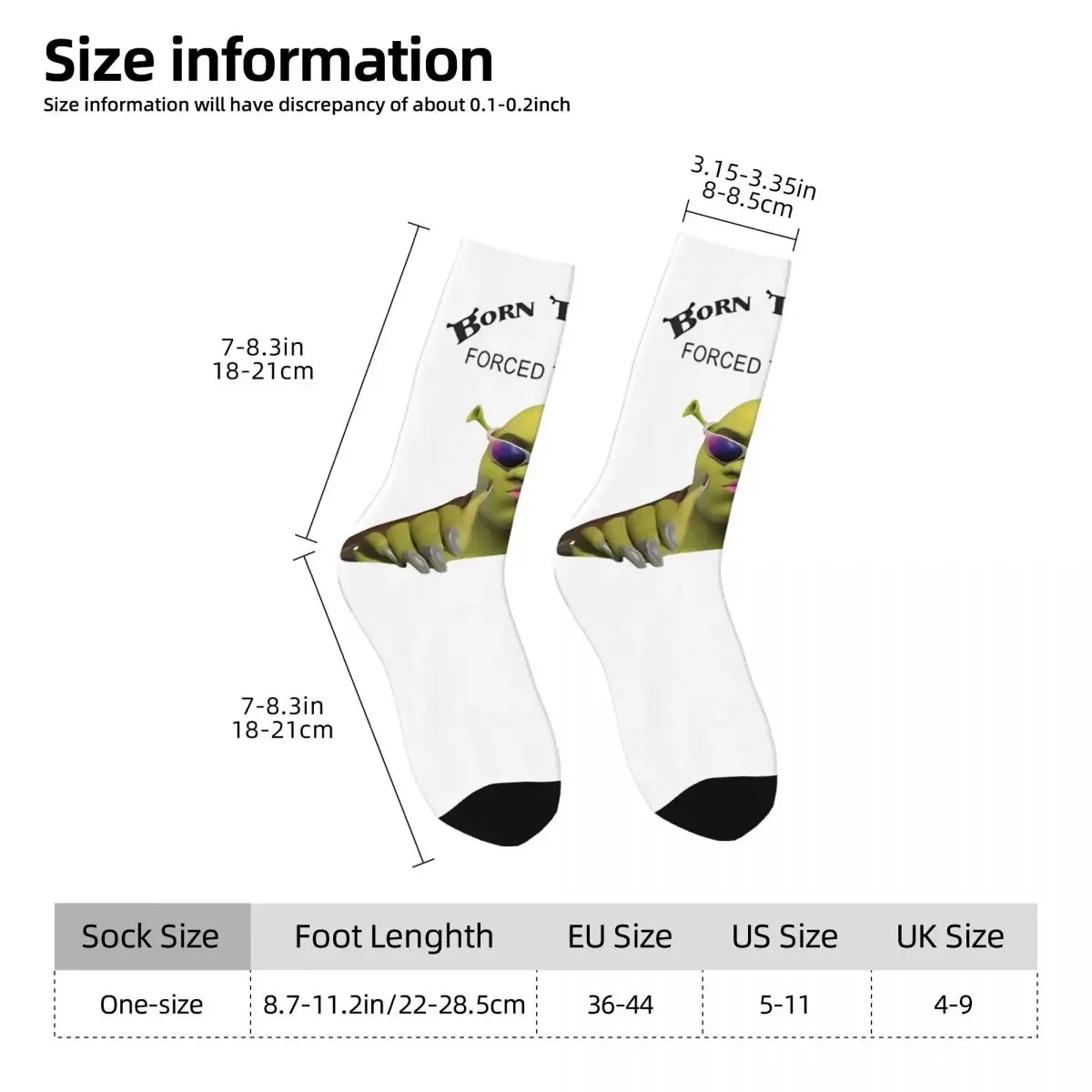 Autumn Winter Retro Unisex Born To Slay Forced To Work Funny Shreks Socks Non-slip Skateboard Socks