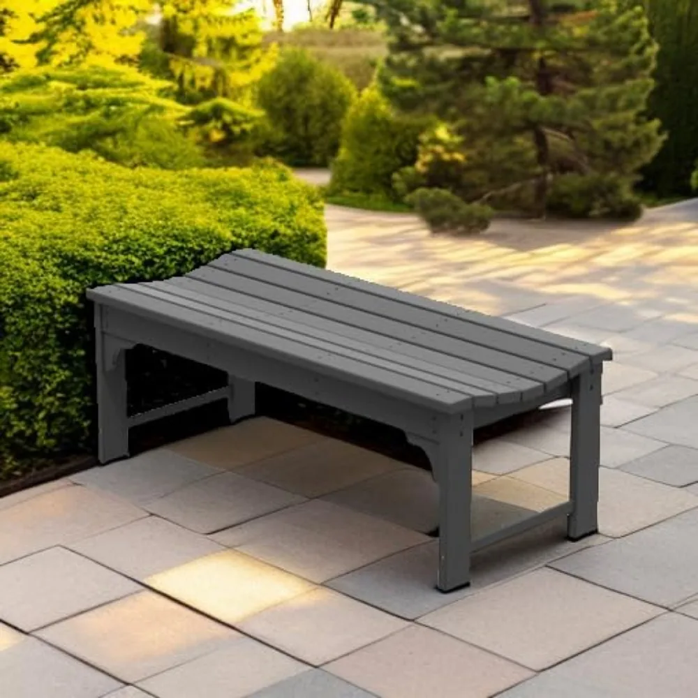 مقعد Adirondack 46 HDPE خارجي بدون ظهر من WO Home Furniture، مقعد متين من البولي كربونات للفناء والفناء الخلفي والشرفة والطقس-R #6