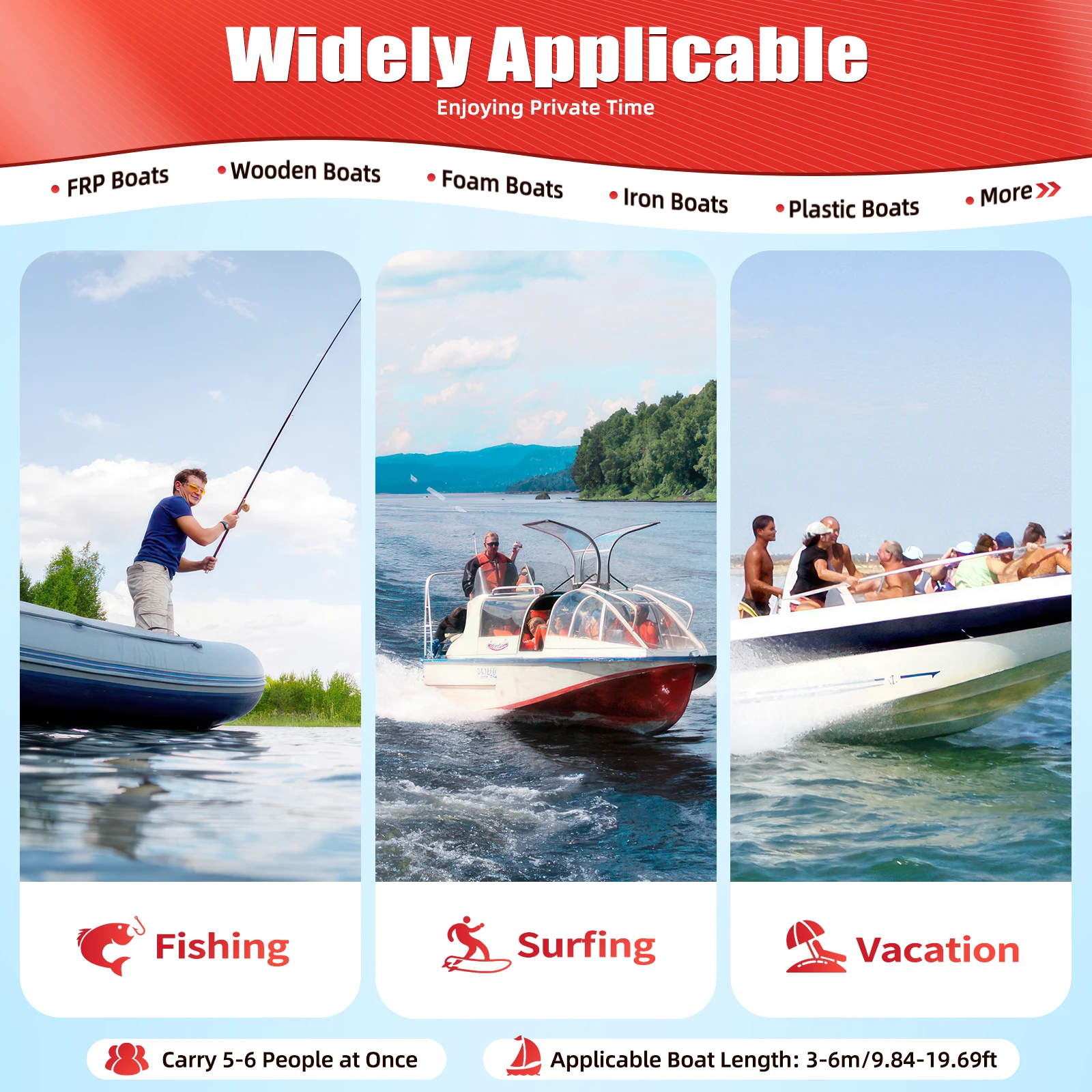7.5HP Four Stroke Air-cooling Outboard Motor and Control Handle and 1 Set Brackets (Sell Separately)