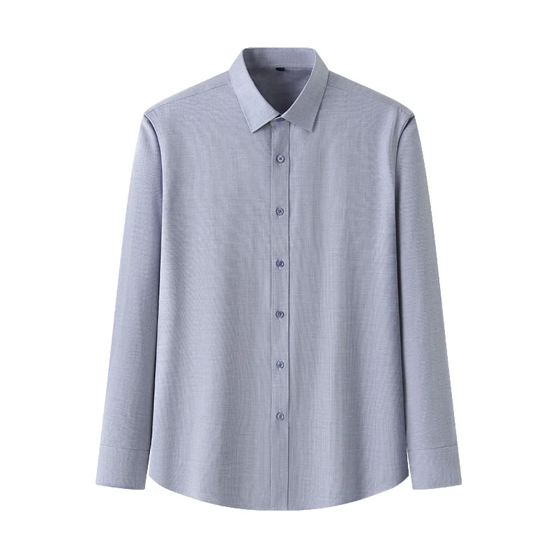 Bamboo Fiber 7XL 8XL Classic Plaid Stripe Easy Care Men Shirt Long Sleeve Casual Formal Business Slim Fit Shirt Long Sleeve Men