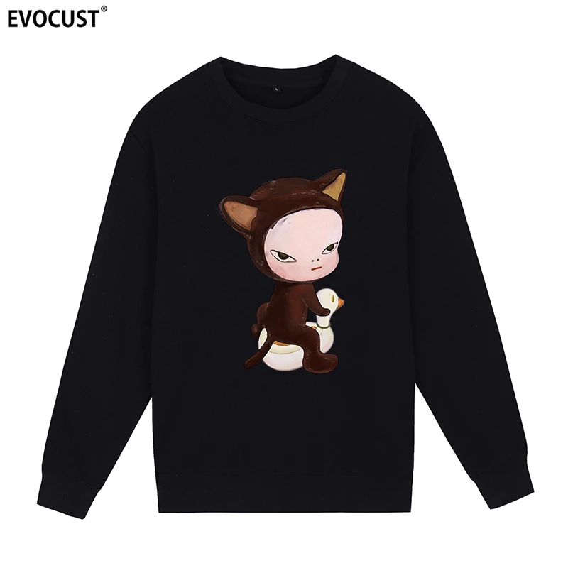 

Yoshitomo Nara cat duck Sweatshirts Hoodies men women Skate unisex Combed Cotton