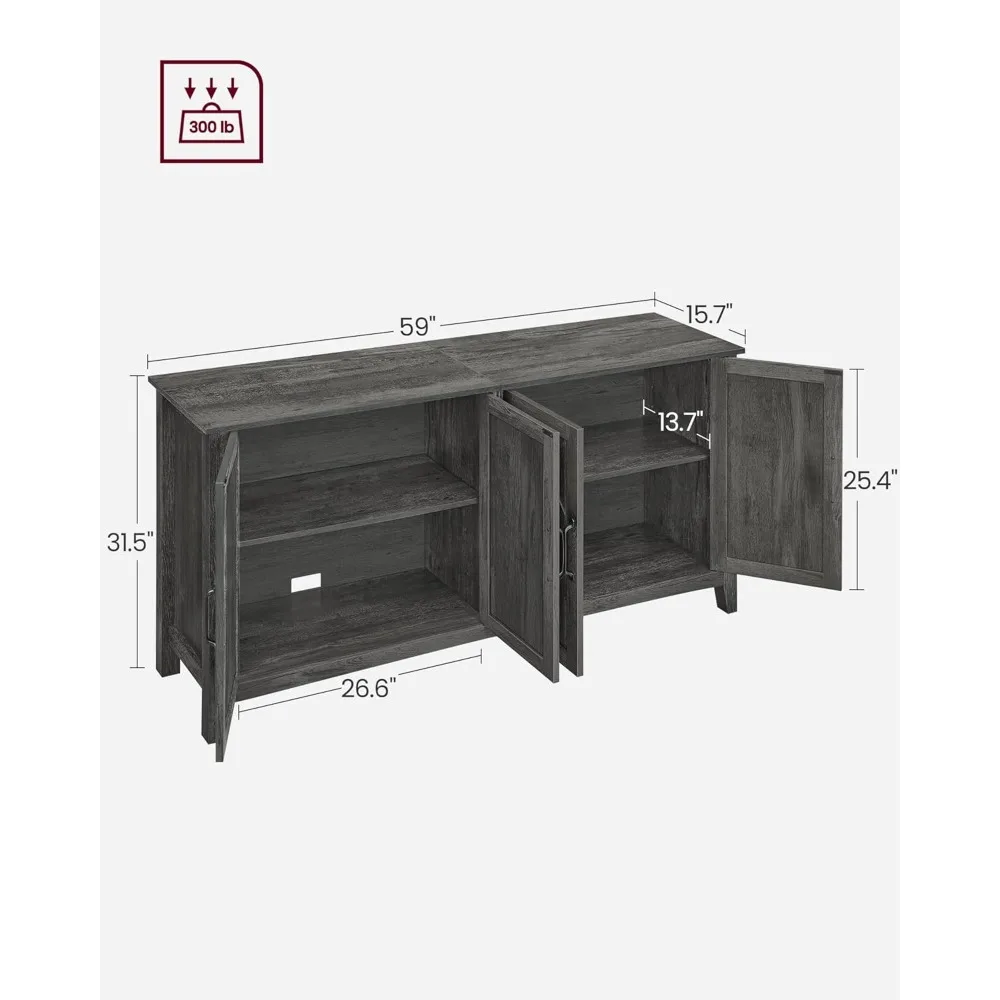 Gabinete de almacenamiento con estante ajustable, aparador tipo buffet, credenza para espacios habitables y pasillos de entrada