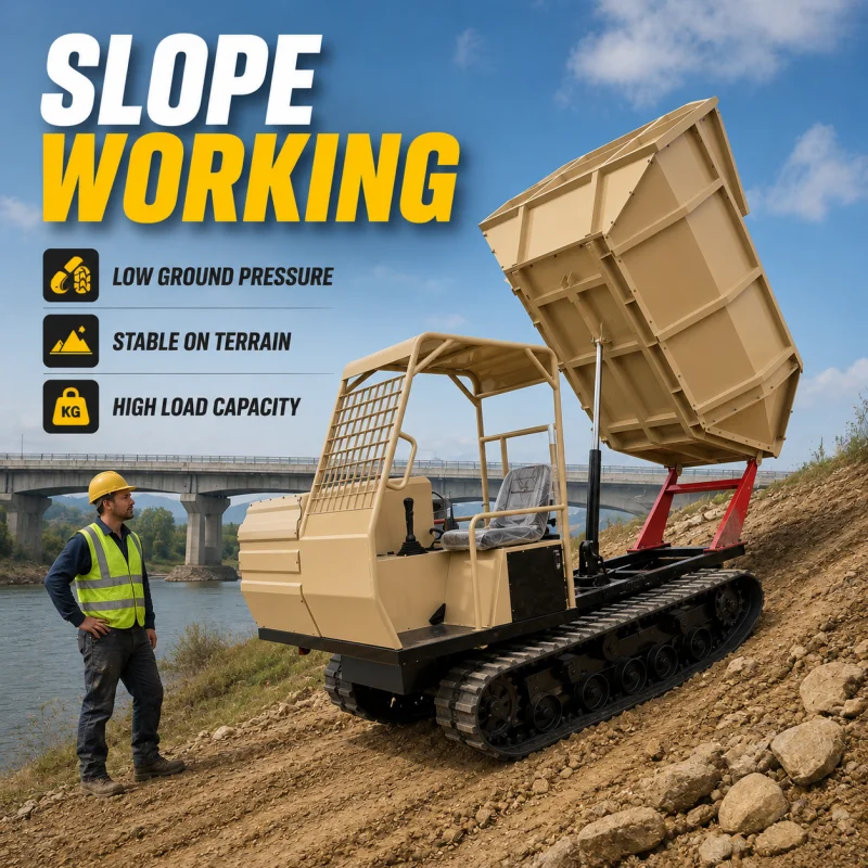 Hydraulic Tipping System Crawler Transporter For Steep Hill Slope Climb To Reduce Manual Back Labor Professional Manufacturer