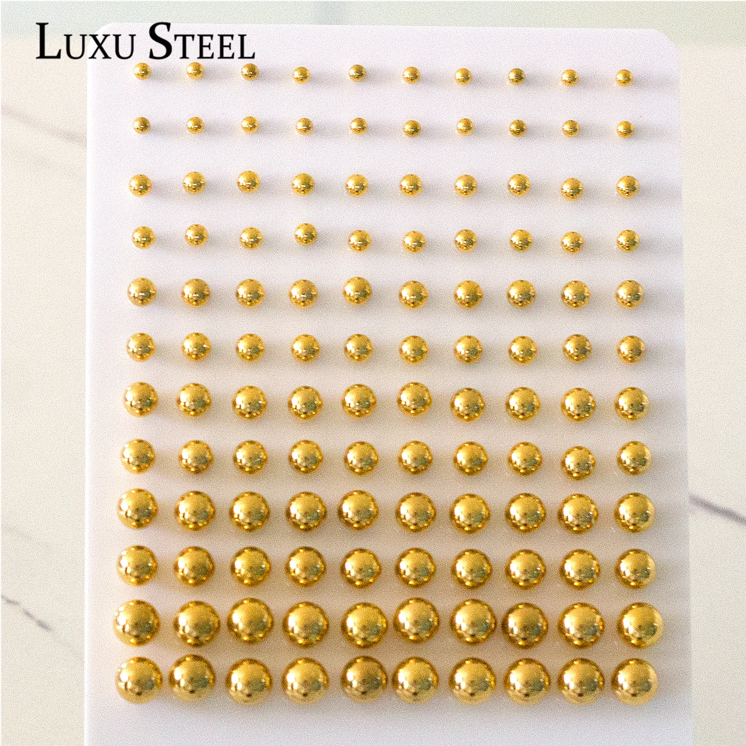 LUXUSTEEL 60Pairs Stainless Steel Round Ball Stud Earrrings For Women Men Rose Golden Color Ear Post Earrings Sets