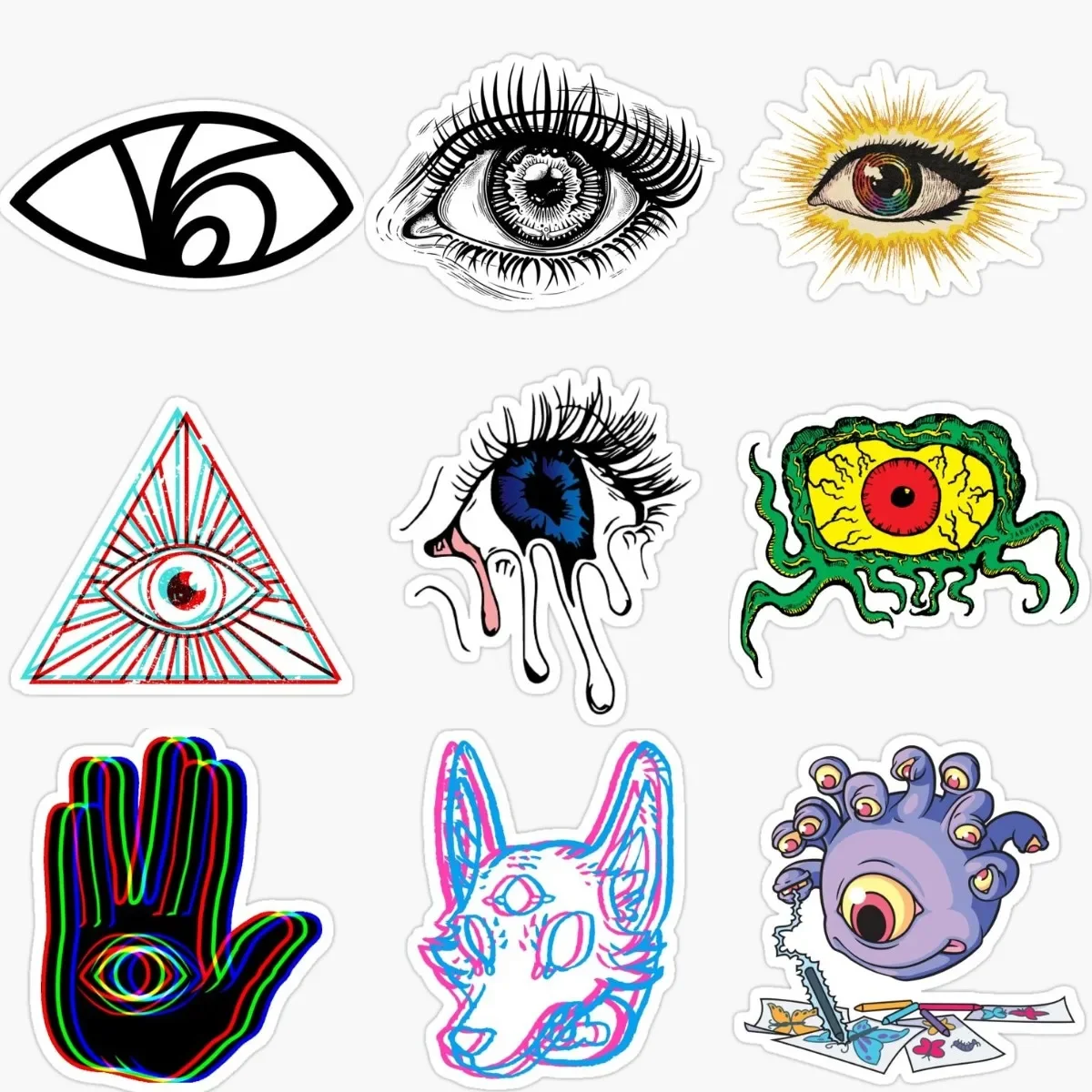 

Evil Eyes Creative Personalized PVC Waterproof Stickers Accessories for Decorate Car Van Suv Wall Off-road Fridge Table Bicycle