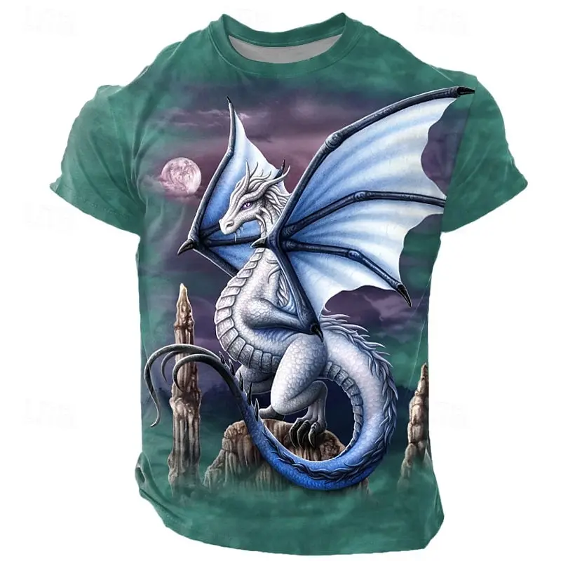 Halloween Men's Sarah Richter Dragon 3D T Shirt Short Sleeve T shirt 3D Print Crew Neck Round Neck Shirt