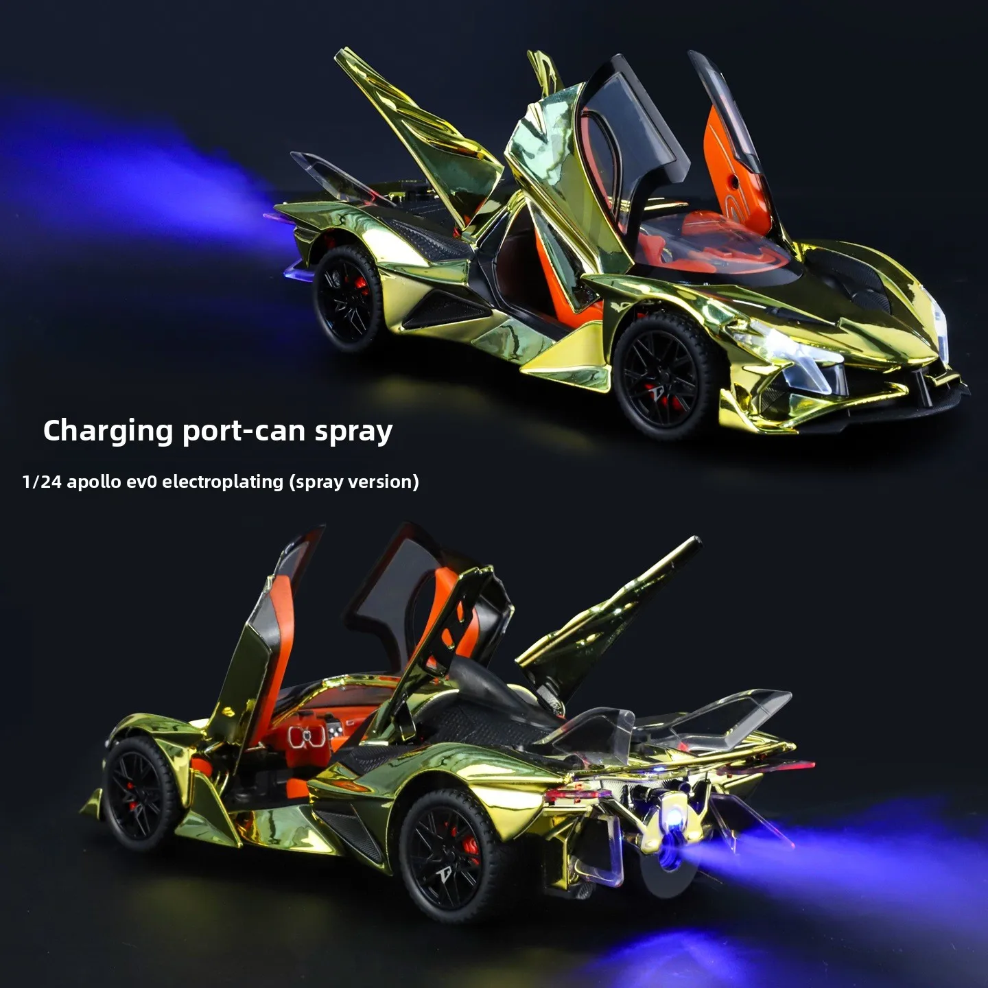 

1:24 EVO spray Alloy Sports Car Model Diecasts Metal Electroplated Racing Car Vehicles Model Sound and Light Kids Toy Gifts