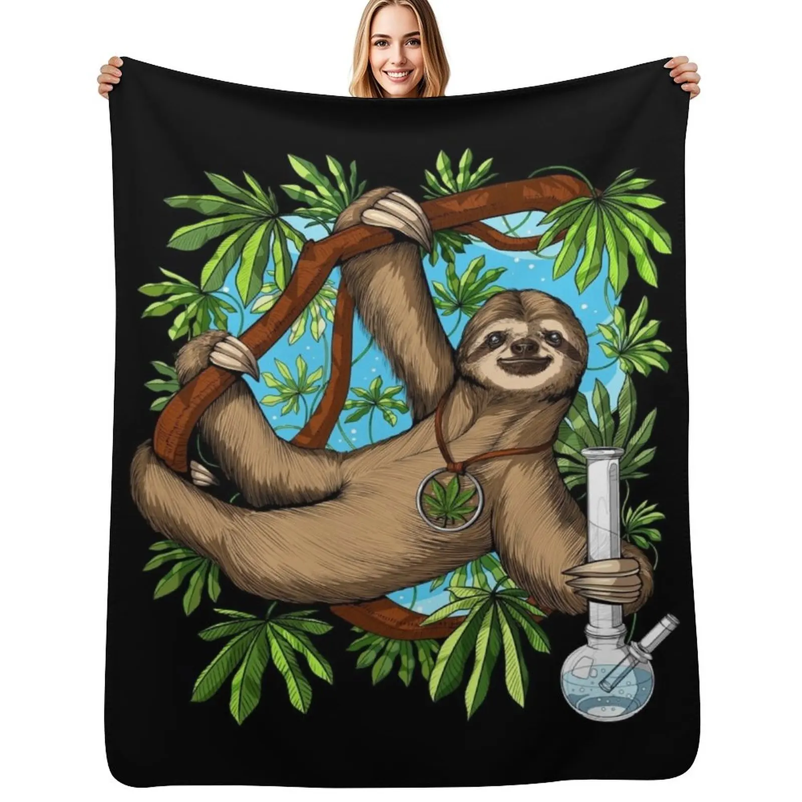 

Sloth Weed Stoner Throw Blanket Sleeping Bag Luxury Designer halloween Comforter Blankets