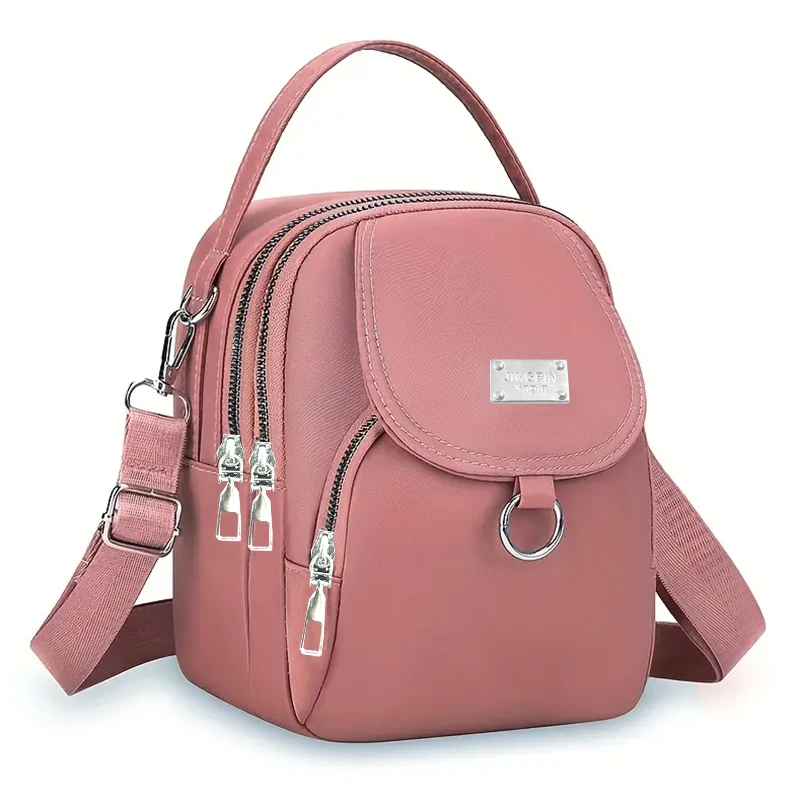 Grace Compact Convertible Crossbody-Rucksack, einfarbige, leichte Nylontasche mit abnehmbarem breitem Schultergurt – Detail 7