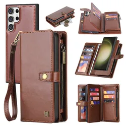 Detachable Zipper Purse Wallet Case For Samsung Galaxy S26 Ultra S25 S24 S23 S22 S21 FE S20 Plus A55 Magnetic Flip Leather Cover