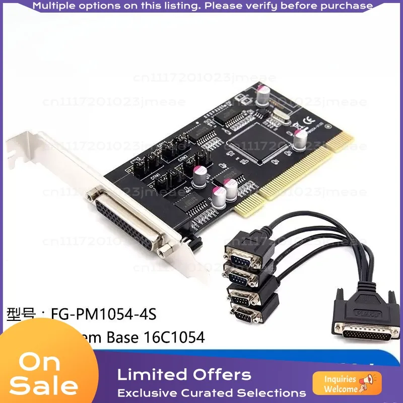 For Seabird FG-PM1054-4S PCI to 4-Port RS232 Serial Expansion Card Adapter, 1/9 Pin Multi Serial Port Card with Power Supply