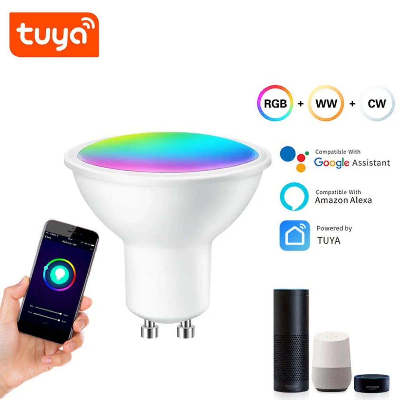 Glomarket Tuya 5W Dimmer Smart Light App Control Color Scene Alexa Voice Control WiFi Smart Ambient RGB LED Down Light