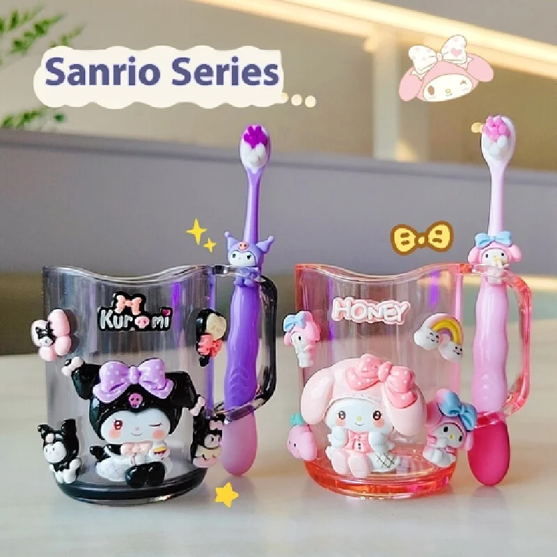 Sanrio Anime Periphery Kulomi Melody Wash Cup Toothbrush Rinsing Cup Set Thickened Multi Purpose Milk Mug Home Furnishings Gift