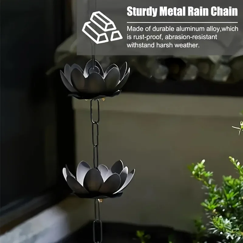Metal Downspout Chain Decorative Decorative Water Diverter Outdoor Eave Drainage Chain Vintage Lotus Rain Chain For Outdoor Yard