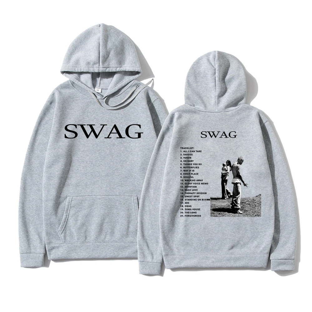 ألبوم جاستن بيبر SWAG للرجال مع قلنسوة بأكمام طويلة من الصوف Harajuku ملابس شتوية للعشاق ملابس رياضية خارجية Y2K