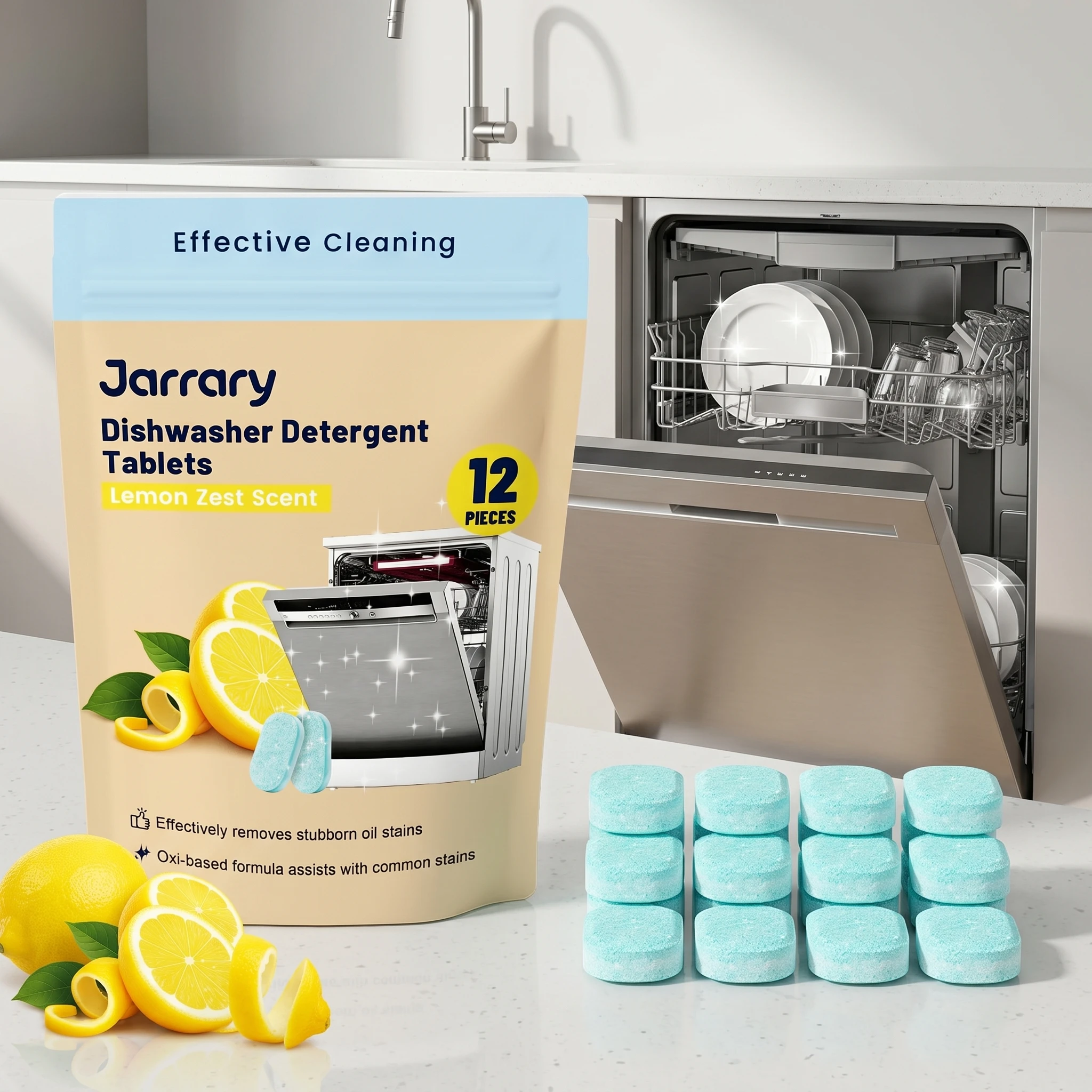 Dishwasher Cleaner Tablets Deep Cleaning & Odor Remove Grease Residue and Grime for Fresher Cleaner Machine Restore Shine