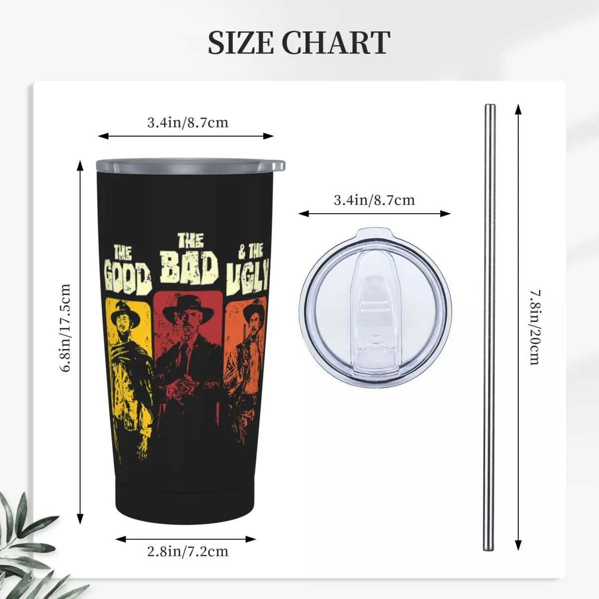 The Good The Bad And The Ugly Clint Eastwood Stainless Steel Tumbler Vacuum Insulated Mugs Thermal Cold Cups Straw With Lid 20oz