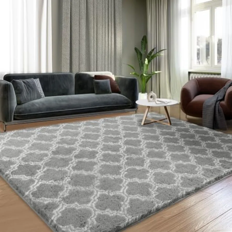 

Extra soft shag area rug measuring 5x7 feet ideal for living room bedroom kids room and nursery with high pile design perfect f