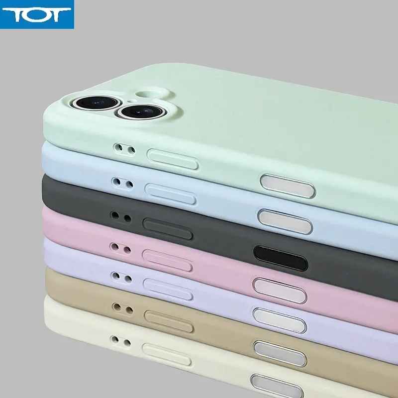 

Solid Color Liquid Silicone Phone Case for iphone 16 Pro Max Plus Original Active Touch Camera Button Skin Feel soft Matte Cover