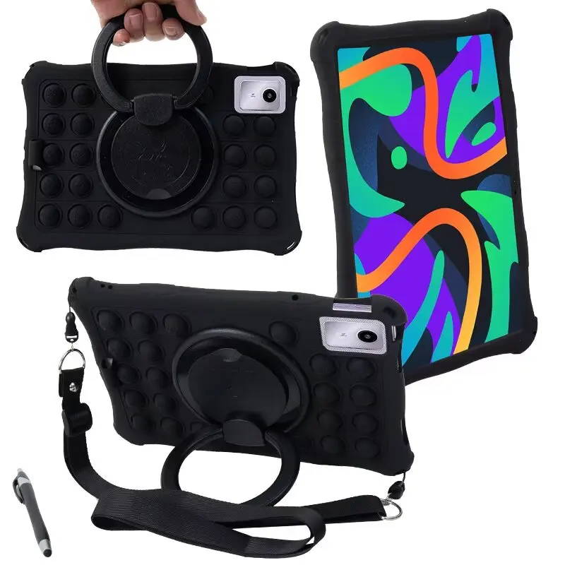 Silicone Case for Lenovo Tab M11 11 inch TB331FC TB330FU Decompression Bubble Rotating Bracket Cover with Shoulder Strap & Pen - view 2