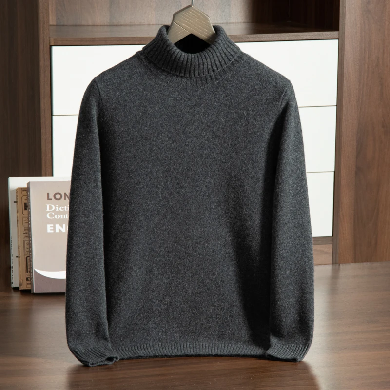 ZOCEPT Plain Turtleneck Sweater Men Winter 100 % Cashmere Thicken Casual Warm Knitted Pullover Thermal High Neck Sweater for Man