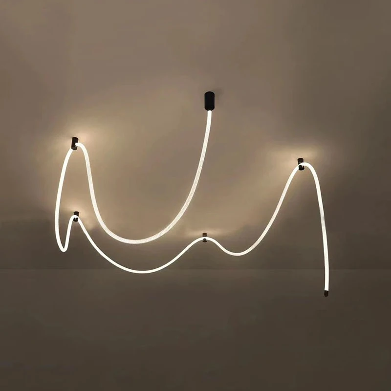 Designer DIY Silicone Chandelier Art Wrapped Line Lamp Suitable for Living Room Dining Room Exhibition Hall Bedroom Lighting