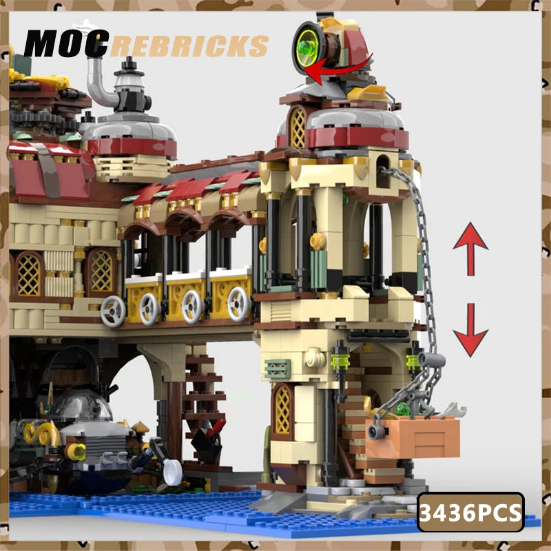 MOC Popular Building Blocks Mecha With Steam Power Punk House Model DIY Assembled Bricks Creative Architecture Kid Toy Kit Gifts