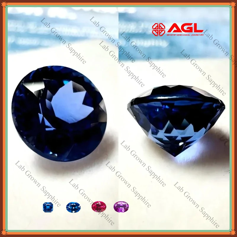 

Sapphire Lab Grown Stone Round Cut Royal Blue Color Artificial Gemstone