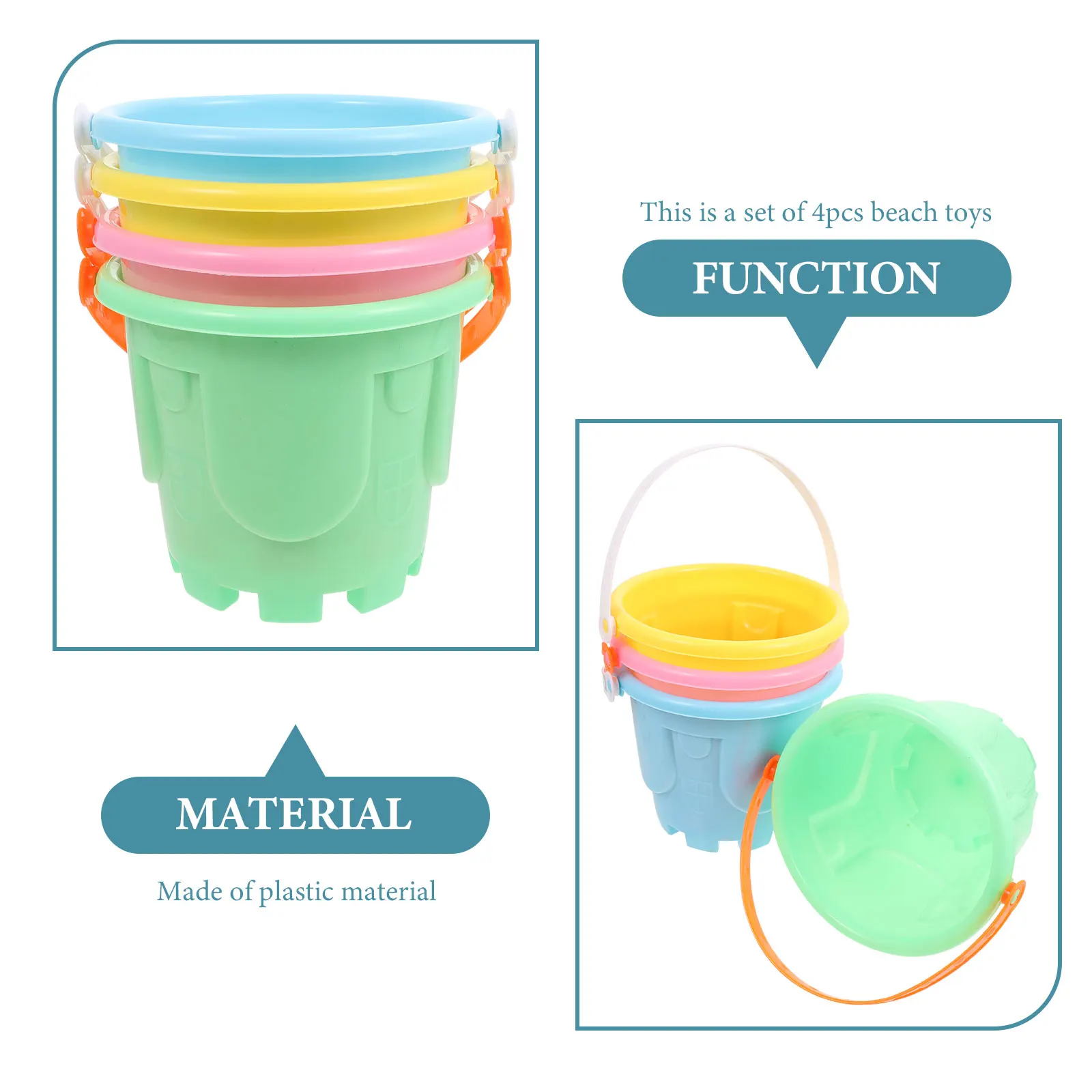 4 stks Kinderen Strand Zandbak Speelgoed Plastic Kasteel Emmer Zand Speelgoed Educatief Strand Spel Speelgoed (Willekeurige Kleur)