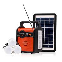 25W Solar Light Solar Power Panel Generator Kit Home System 3 LED Bulb Highlight Energy Saving Light Solar Lighting with FM Radi