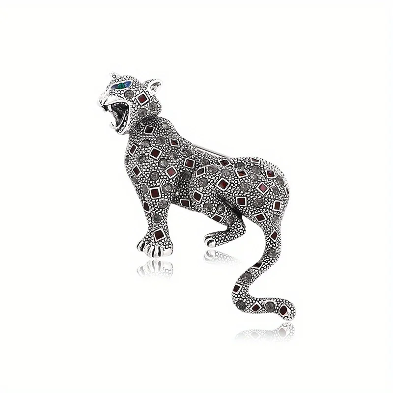 Vintage Classic Palace Men Women Leopard Crystal Badges Pins Retro Fashion Unisex Casual Suit Rhinestone Brooches Corsage