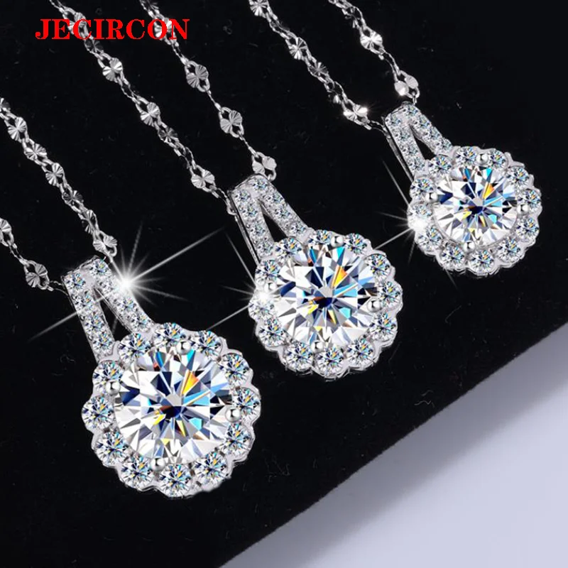 

JECIRCON Dazzling 6-цветное ожерелье с подвеской из муассанита и подсолнуха, серебро S925, идеально подходит для подарков - для женщин